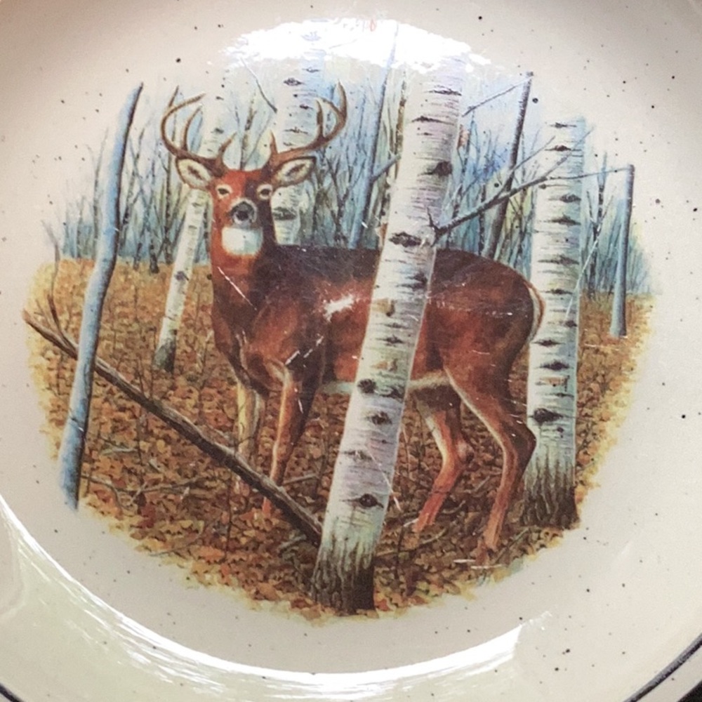 🦌 WHITE TAIL DEER Dinner Plate FOLKCRAFT ⚠️ Listing Set of THREE as well NPLC